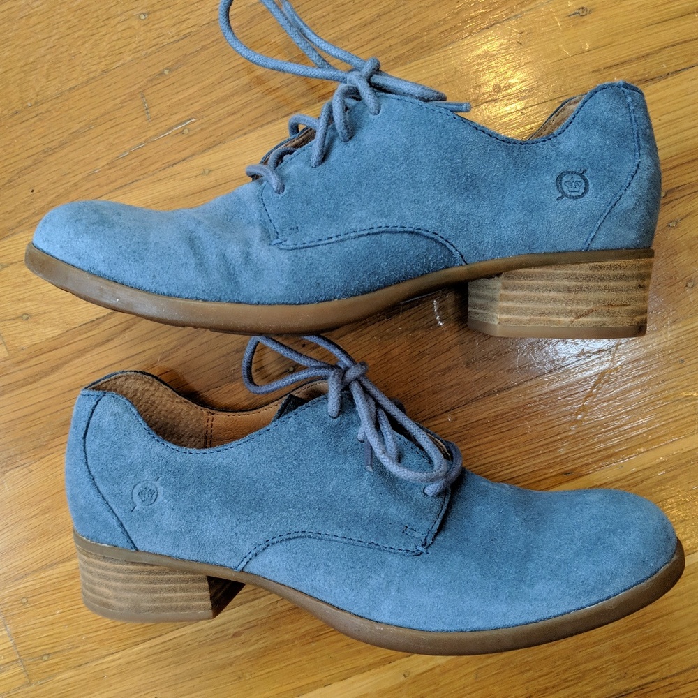 Born Mott Blue Suede Oxfords 38/7